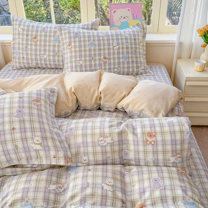 91家纺网 家纺一手货源 找家纺 禧安居 2025新款高支高密活性印染全棉印花四件套全棉四件套三件套被套（支持定制尺寸）温馨甜宠