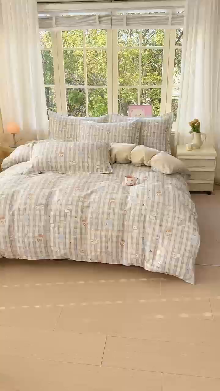91家纺网 家纺一手货源 找家纺 禧安居 2025新款高支高密活性印染全棉印花四件套全棉四件套三件套被套（支持定制尺寸）温馨甜宠