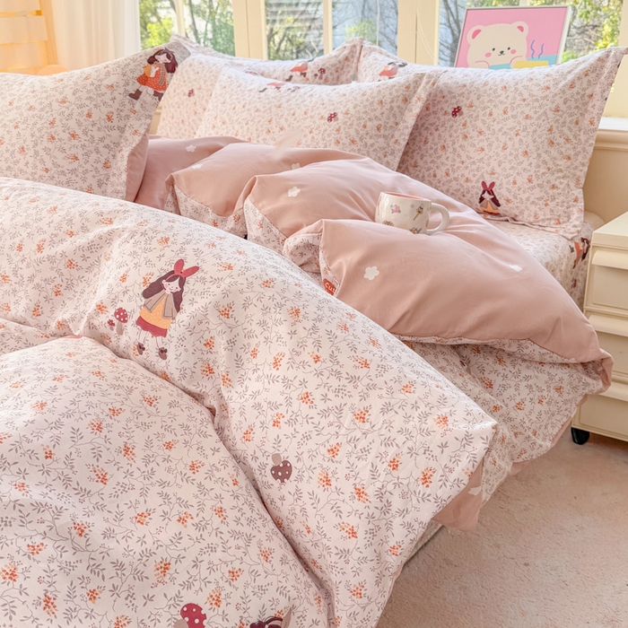 91家纺网 家纺一手货源 找家纺 禧安居 2025新款高支高密活性印染全棉印花四件套全棉四件套三件套被套（支持定制尺寸）原宿女孩