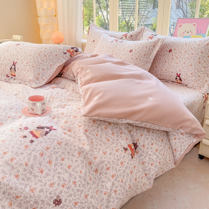 91家纺网 家纺一手货源 找家纺 禧安居 2025新款高支高密活性印染全棉印花四件套全棉四件套三件套被套（支持定制尺寸）原宿女孩