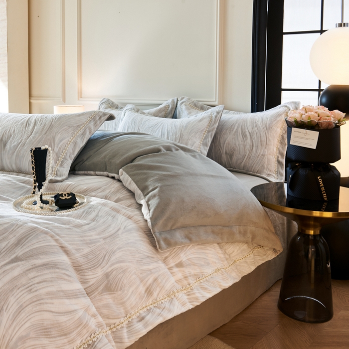 91家纺网 家纺一手货源 找家纺 （总）宅家居 2025新款230克全消光雕花绒轻奢风立体烂花牛奶绒提花加厚保暖四件套-苏蜜绒