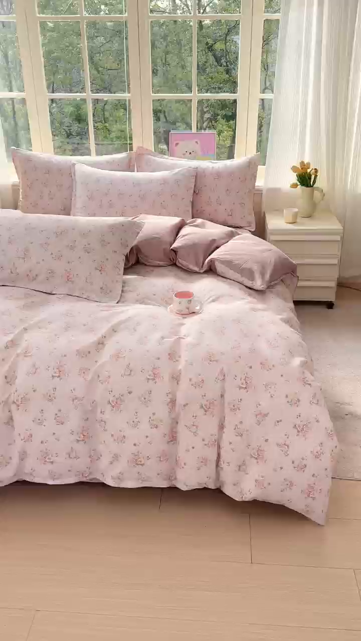91家纺网 家纺一手货源 找家纺 禧安居 2025新款高支高密活性印染全棉印花四件套全棉四件套三件套被套（支持定制尺寸）苏糖