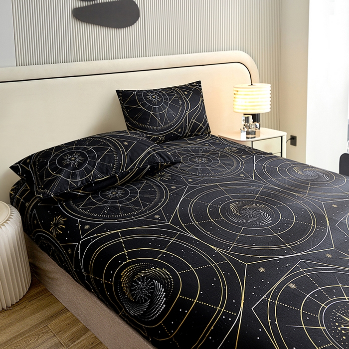 91家纺网 家纺一手货源 找家纺 柏钧家纺 2026新款亲肤舒适跨境外贸85g芦荟棉单床笠枕套三件套（承接各类尺寸定制） 行星