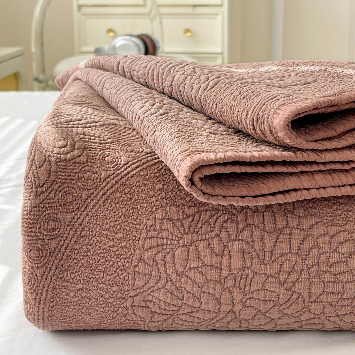 91家纺网 家纺一手货源 找家纺 （总）源舜家纺 2026新款全棉大提花砂洗床盖三件套—花开富贵大圆满系列