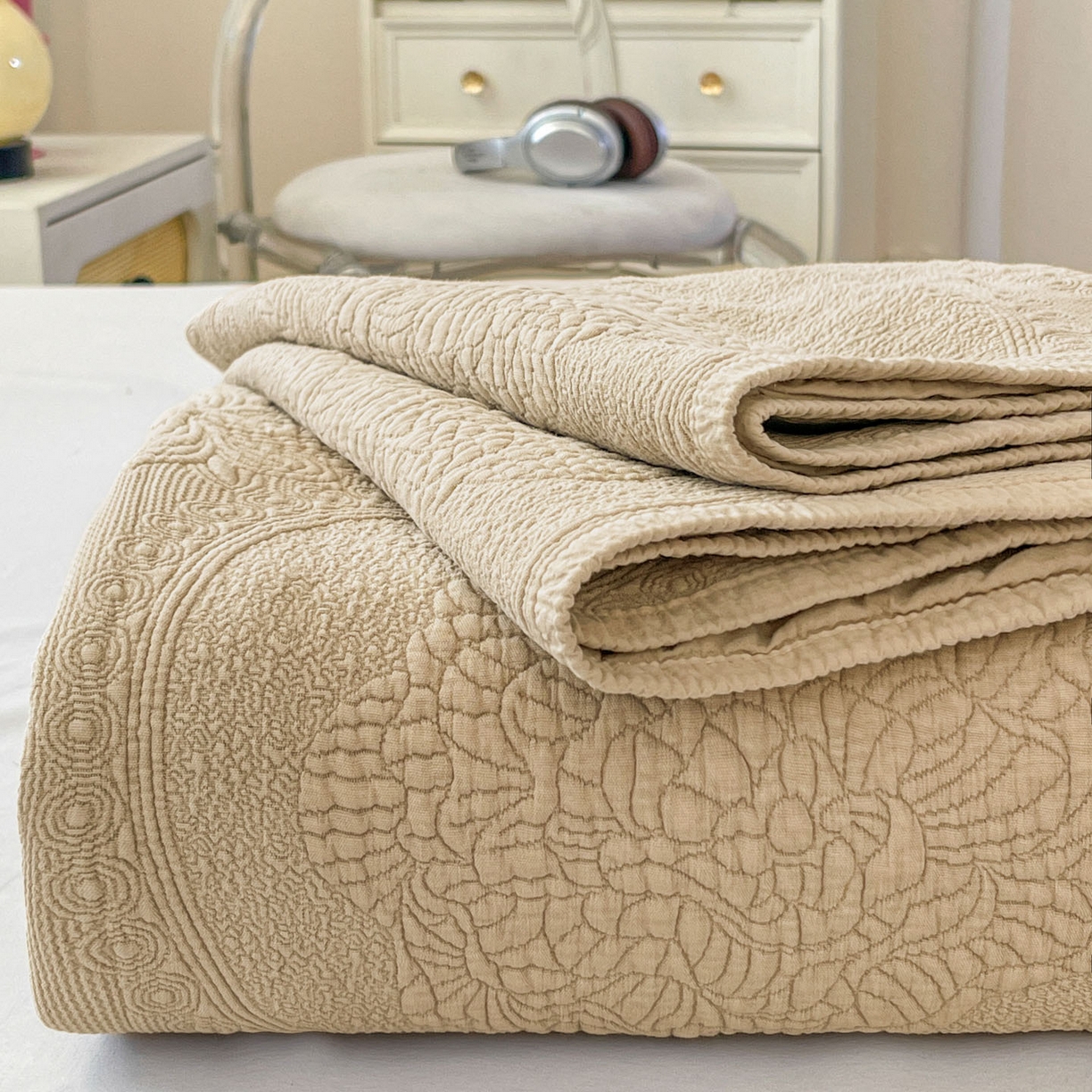 91家纺网 家纺一手货源 找家纺 （总）源舜家纺 2026新款全棉大提花砂洗床盖三件套—花开富贵大圆满系列