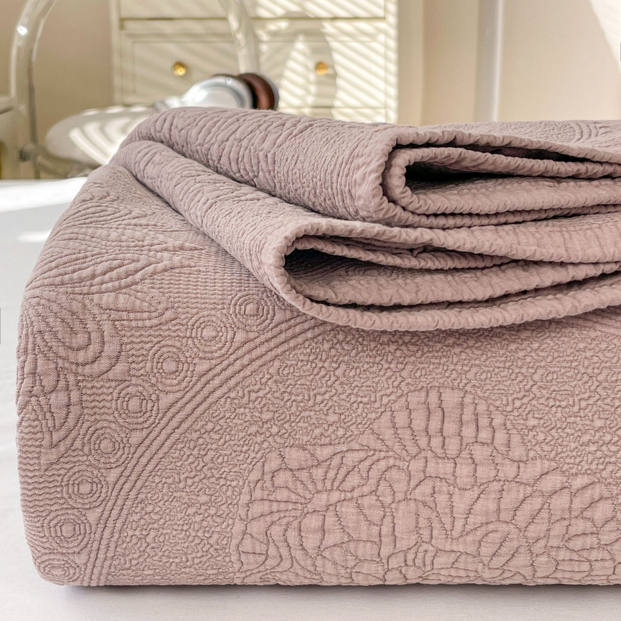 91家纺网 家纺一手货源 找家纺 （总）源舜家纺 2026新款全棉大提花砂洗床盖三件套—花开富贵大圆满系列