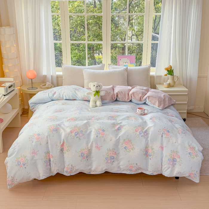 禧安居 2025新款高支高密活性印染全棉被套单被套（支持定制尺寸）静听花语