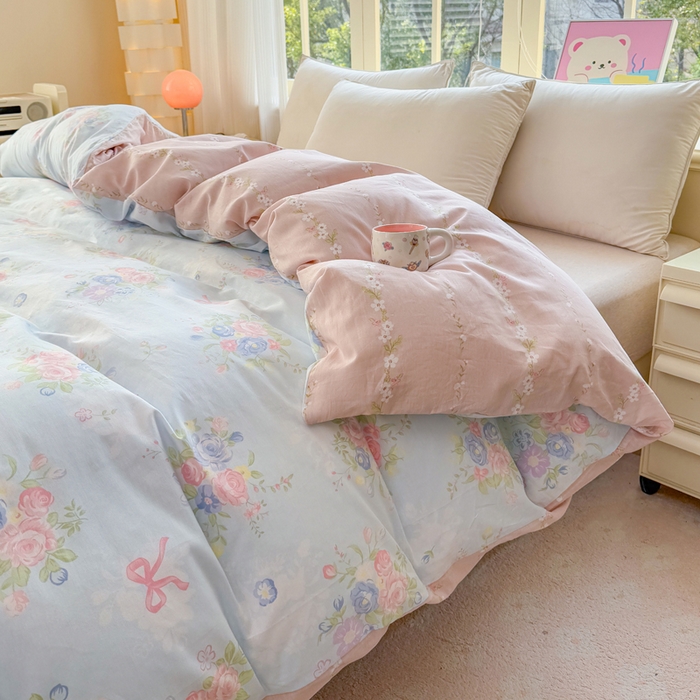 91家纺网 家纺一手货源 找家纺 禧安居 2025新款高支高密活性印染全棉被套单被套（支持定制尺寸）静听花语