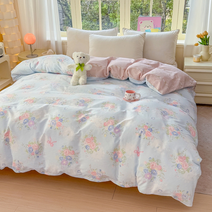 91家纺网 家纺一手货源 找家纺 禧安居 2025新款高支高密活性印染全棉被套单被套（支持定制尺寸）静听花语