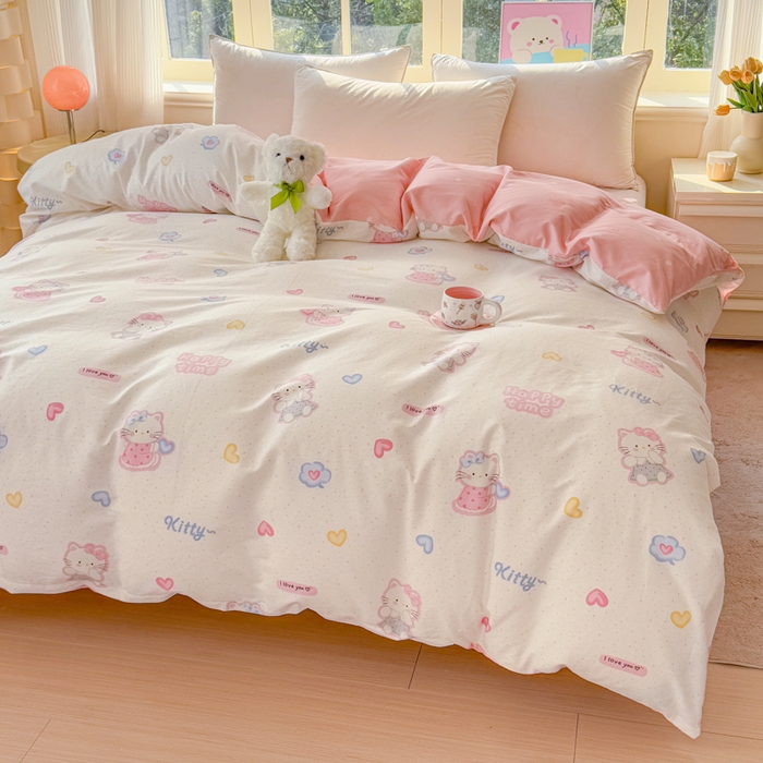 91家纺网 家纺一手货源 找家纺 禧安居 2025新款高支高密活性印染全棉被套单被套（支持定制尺寸）凯蒂乐园