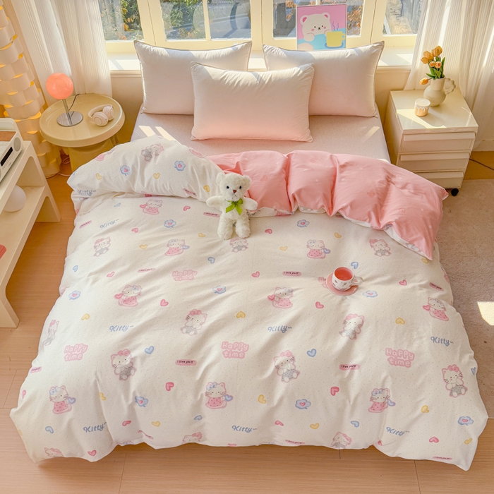 91家纺网 家纺一手货源 找家纺 禧安居 2025新款高支高密活性印染全棉被套单被套（支持定制尺寸）凯蒂乐园