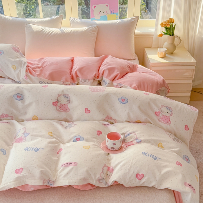 91家纺网 家纺一手货源 找家纺 禧安居 2025新款高支高密活性印染全棉被套单被套（支持定制尺寸）凯蒂乐园