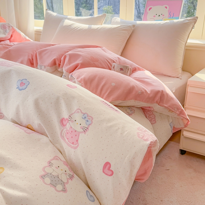 91家纺网 家纺一手货源 找家纺 禧安居 2025新款高支高密活性印染全棉被套单被套（支持定制尺寸）凯蒂乐园