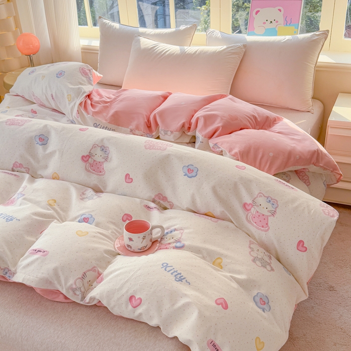 91家纺网 家纺一手货源 找家纺 禧安居 2025新款高支高密活性印染全棉被套单被套（支持定制尺寸）凯蒂乐园