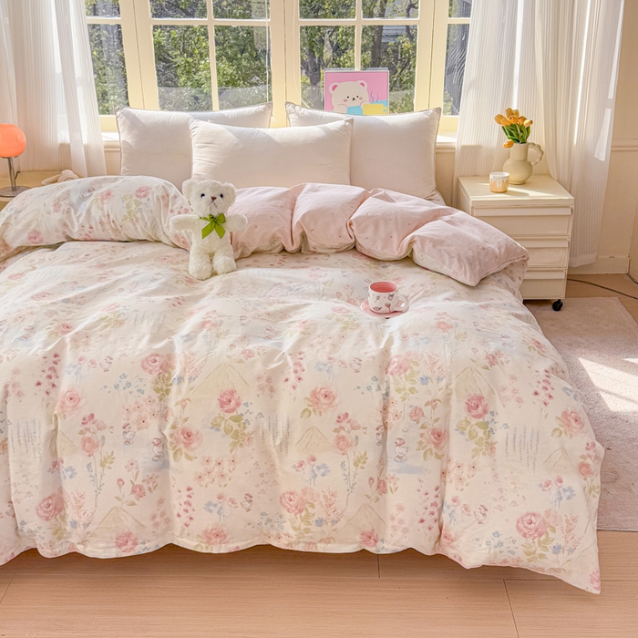 91家纺网 家纺一手货源 找家纺 禧安居 2025新款高支高密活性印染全棉被套单被套（支持定制尺寸）山茶漫记