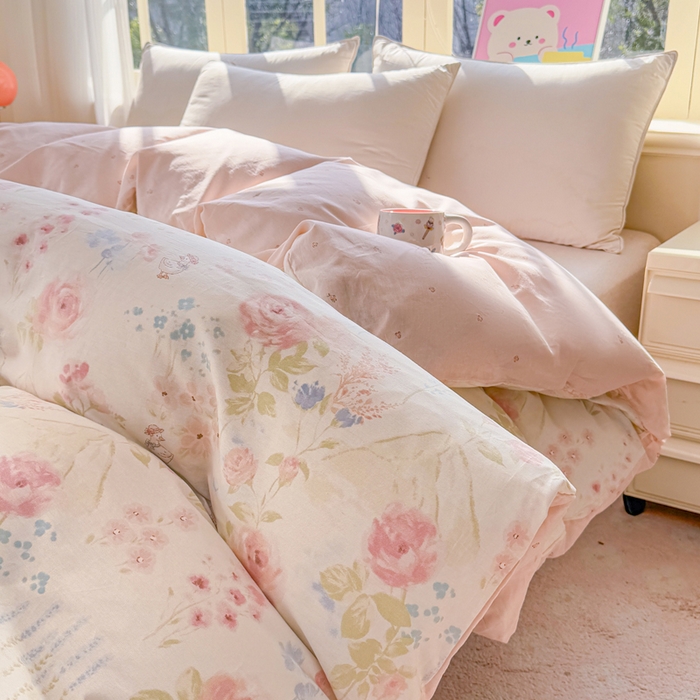 91家纺网 家纺一手货源 找家纺 禧安居 2025新款高支高密活性印染全棉被套单被套（支持定制尺寸）山茶漫记