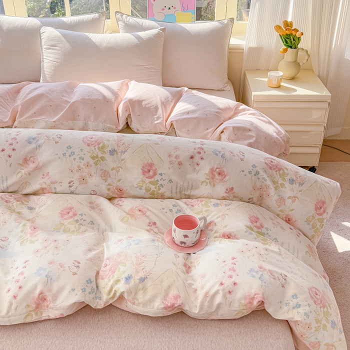 91家纺网 家纺一手货源 找家纺 禧安居 2025新款高支高密活性印染全棉被套单被套（支持定制尺寸）山茶漫记