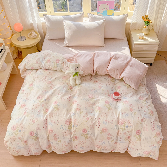 91家纺网 家纺一手货源 找家纺 禧安居 2025新款高支高密活性印染全棉被套单被套（支持定制尺寸）山茶漫记