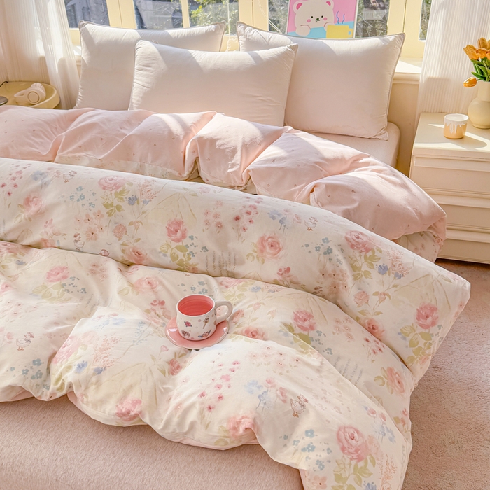 91家纺网 家纺一手货源 找家纺 禧安居 2025新款高支高密活性印染全棉被套单被套（支持定制尺寸）山茶漫记