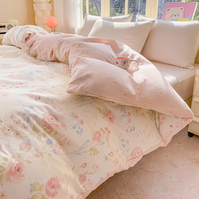 91家纺网 家纺一手货源 找家纺 禧安居 2025新款高支高密活性印染全棉被套单被套（支持定制尺寸）山茶漫记