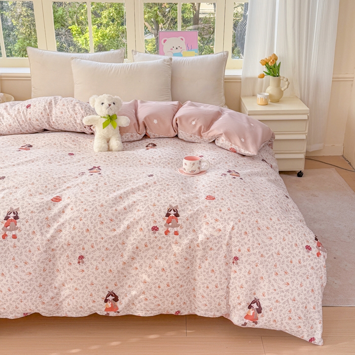 91家纺网 家纺一手货源 找家纺 禧安居 2025新款高支高密活性印染全棉被套单被套（支持定制尺寸）原宿女孩