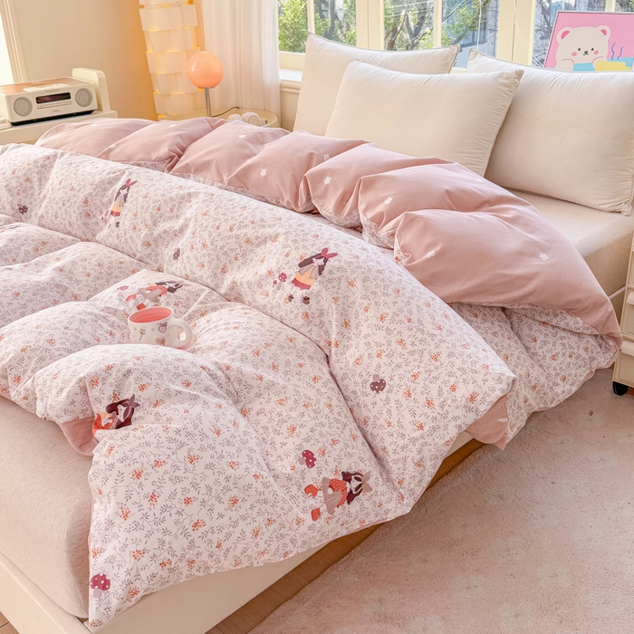 91家纺网 家纺一手货源 找家纺 禧安居 2025新款高支高密活性印染全棉被套单被套（支持定制尺寸）原宿女孩