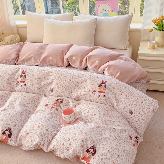 91家纺网 家纺一手货源 找家纺 禧安居 2025新款高支高密活性印染全棉被套单被套（支持定制尺寸）原宿女孩