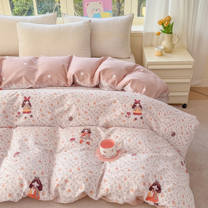 91家纺网 家纺一手货源 找家纺 禧安居 2025新款高支高密活性印染全棉被套单被套（支持定制尺寸）原宿女孩