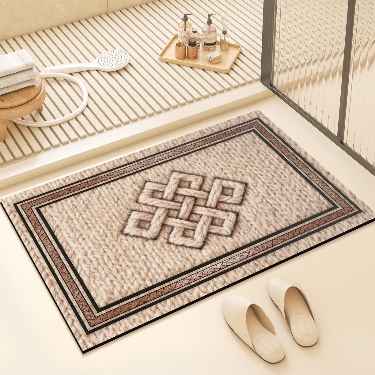 91家纺网 家纺一手货源 找家纺 （总）卡初家居（原微来） 2025新款吸水吸油防滑硅藻泥地垫垫子-复古系列