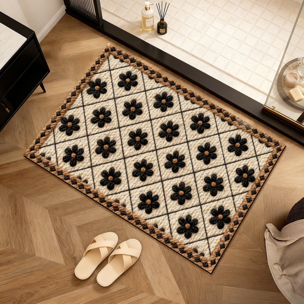 91家纺网 家纺一手货源 找家纺 卡初家居（原微来） 2025新款吸水吸油防滑硅藻泥地垫垫子-复古系列 G-1735