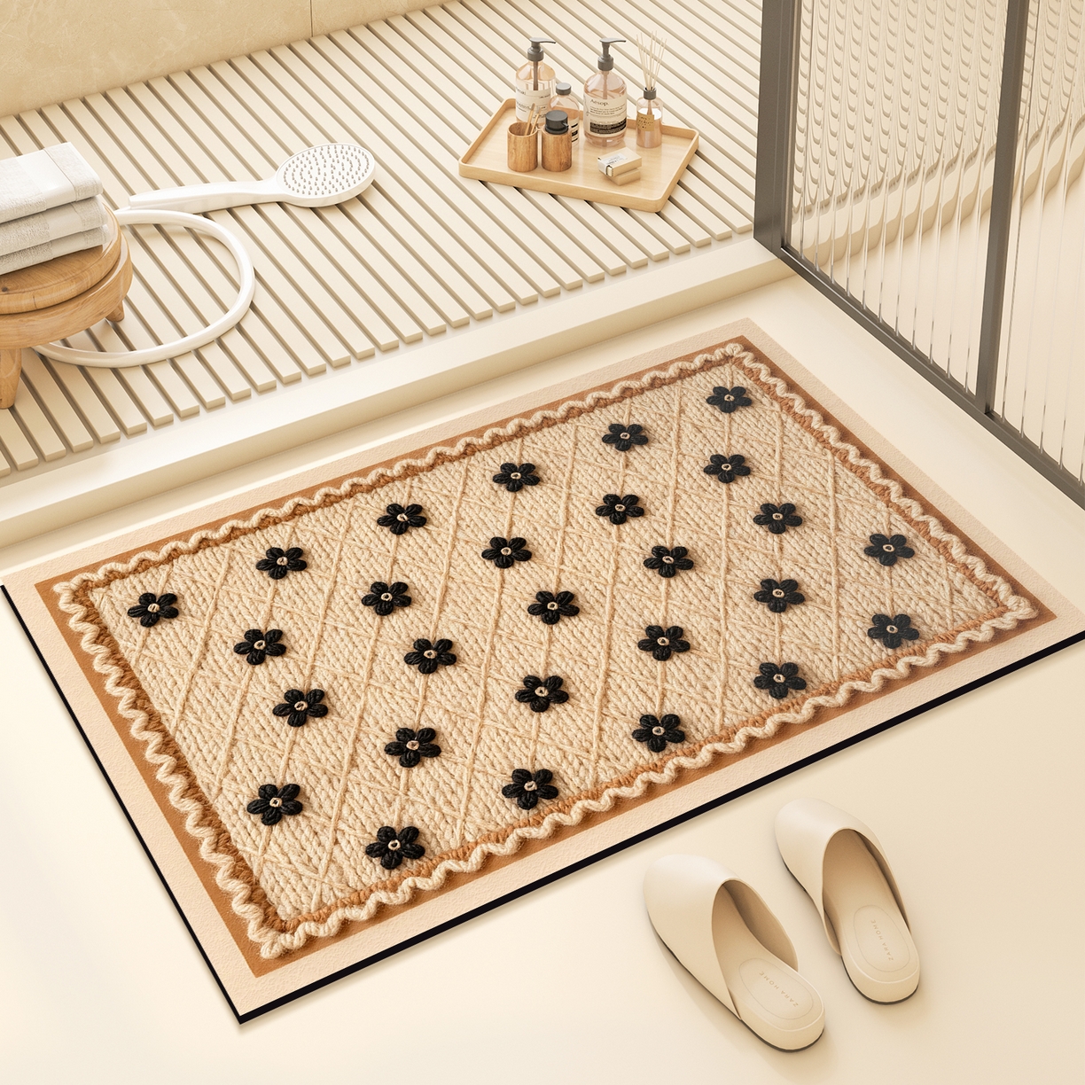 卡初家居（原微来） 2025新款吸水吸油防滑硅藻泥地垫垫子-复古系列 G-1737