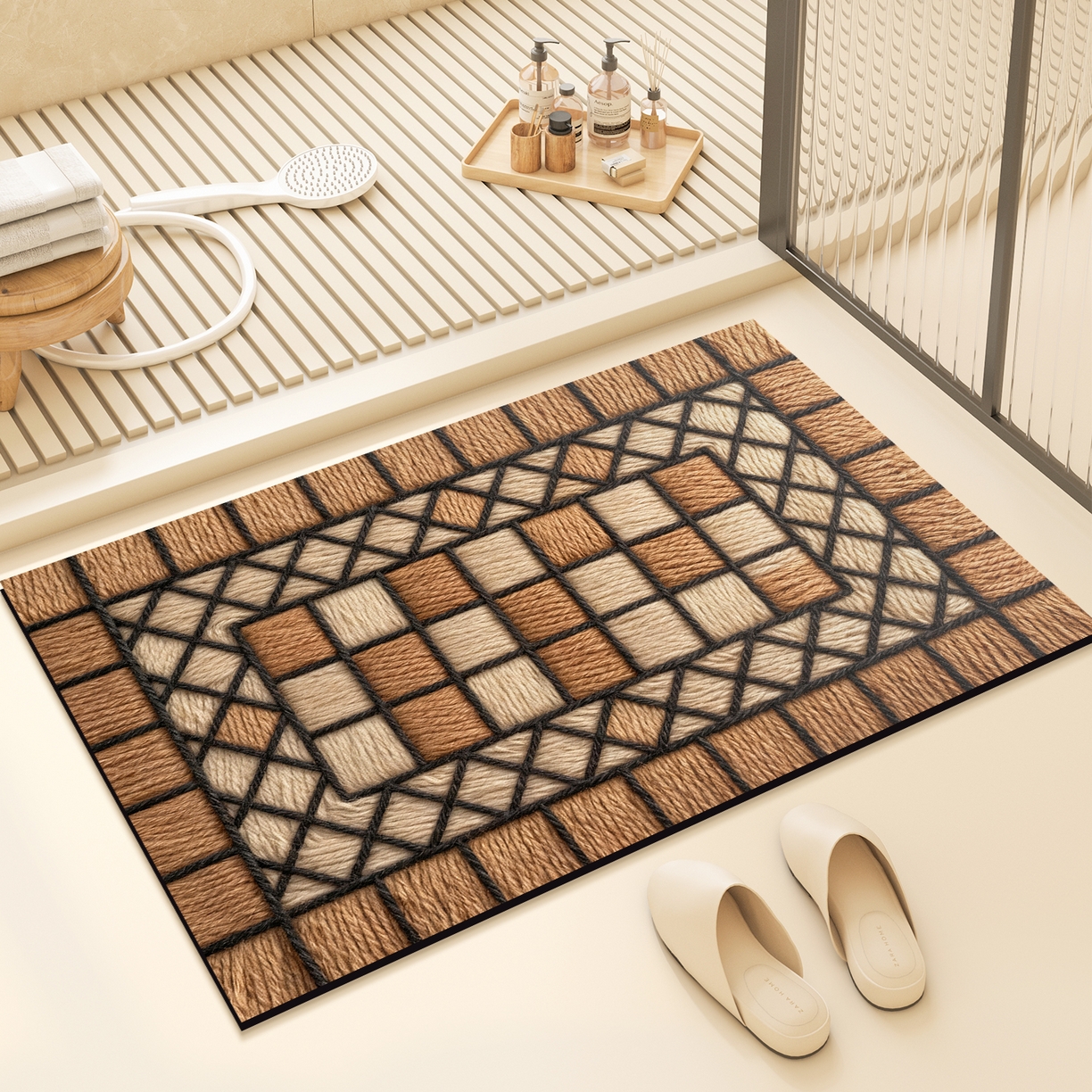 卡初家居（原微来） 2025新款吸水吸油防滑硅藻泥地垫垫子-复古系列 G-1738