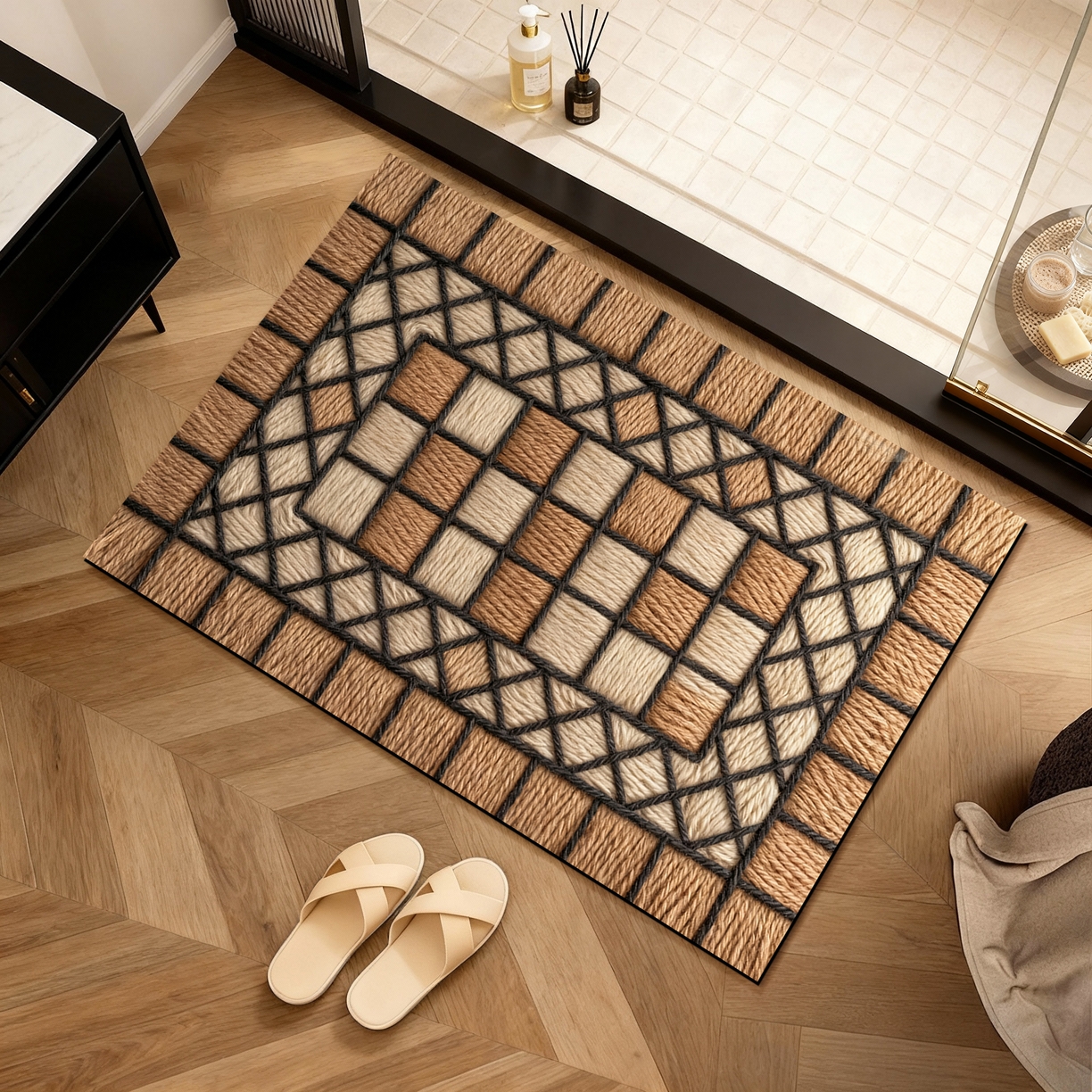 91家纺网 家纺一手货源 找家纺 卡初家居（原微来） 2025新款吸水吸油防滑硅藻泥地垫垫子-复古系列 G-1738