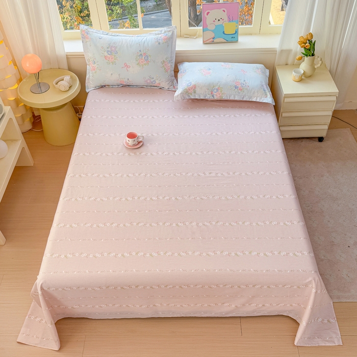 91家纺网 家纺一手货源 找家纺 禧安居 2025新款高支高密活性印染全棉印花床单单床单（支持定制尺寸）静听花语