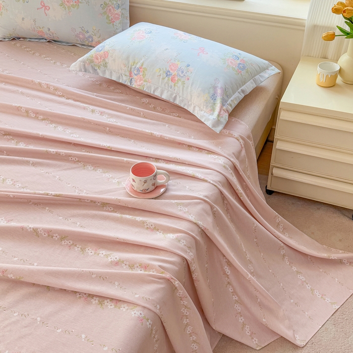 91家纺网 家纺一手货源 找家纺 禧安居 2025新款高支高密活性印染全棉印花床单单床单（支持定制尺寸）静听花语