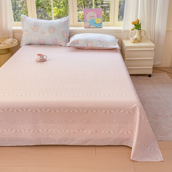 91家纺网 家纺一手货源 找家纺 禧安居 2025新款高支高密活性印染全棉印花床单单床单（支持定制尺寸）静听花语