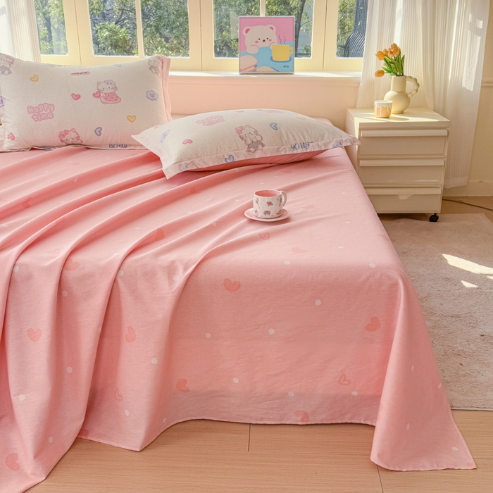 91家纺网 家纺一手货源 找家纺 禧安居 2025新款高支高密活性印染全棉印花床单单床单（支持定制尺寸）凯蒂乐园