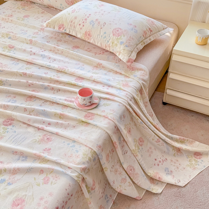 91家纺网 家纺一手货源 找家纺 禧安居 2025新款高支高密活性印染全棉印花床单单床单（支持定制尺寸）山茶漫记