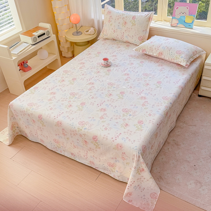 91家纺网 家纺一手货源 找家纺 禧安居 2025新款高支高密活性印染全棉印花床单单床单（支持定制尺寸）山茶漫记