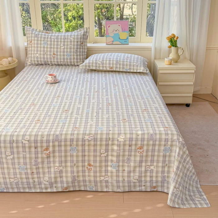 91家纺网 家纺一手货源 找家纺 禧安居 2025新款高支高密活性印染全棉印花床单单床单（支持定制尺寸）温馨甜宠