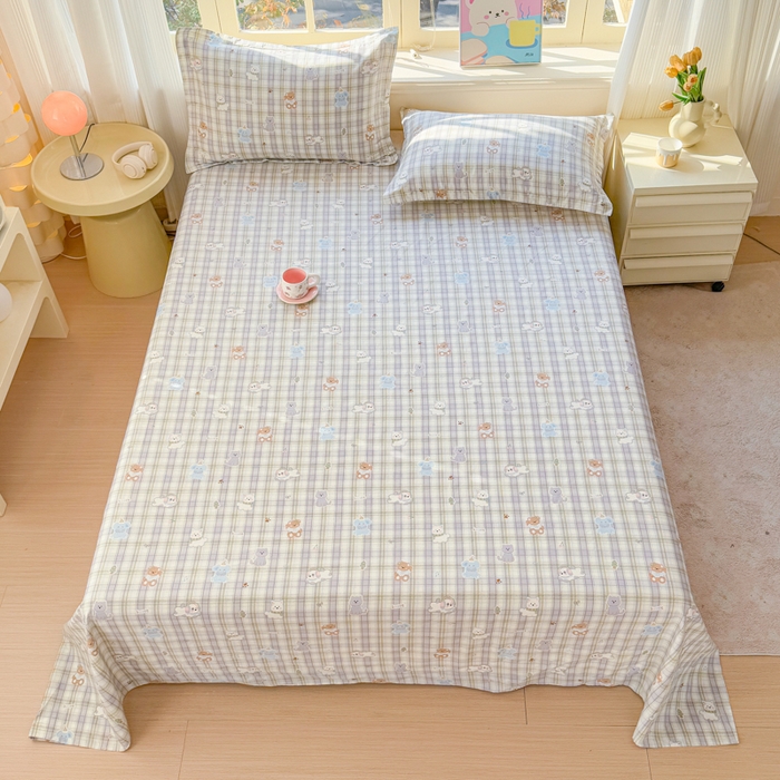 91家纺网 家纺一手货源 找家纺 禧安居 2025新款高支高密活性印染全棉印花床单单床单（支持定制尺寸）温馨甜宠