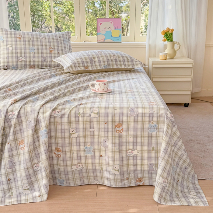 91家纺网 家纺一手货源 找家纺 禧安居 2025新款高支高密活性印染全棉印花床单单床单（支持定制尺寸）温馨甜宠