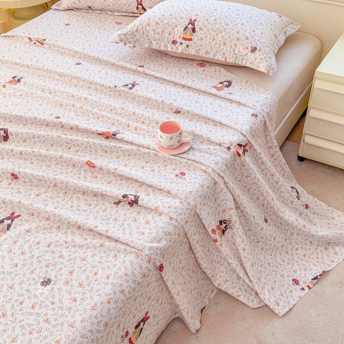 91家纺网 家纺一手货源 找家纺 禧安居 2025新款高支高密活性印染全棉印花床单单床单（支持定制尺寸）原宿女孩