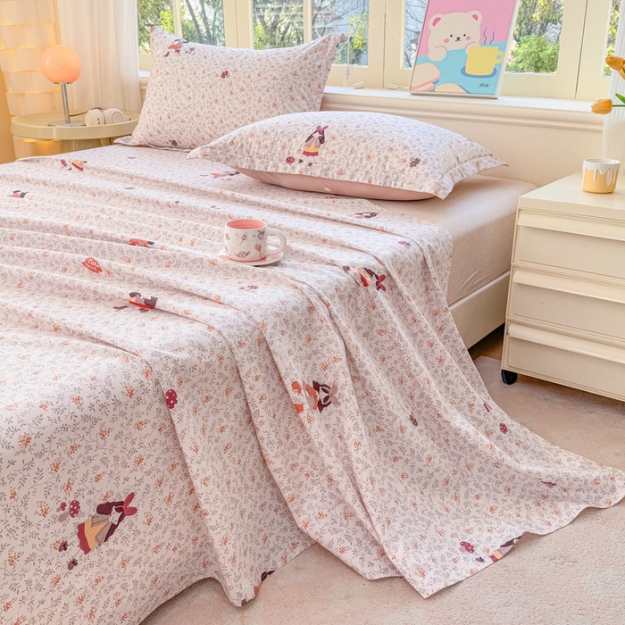 91家纺网 家纺一手货源 找家纺 禧安居 2025新款高支高密活性印染全棉印花床单单床单（支持定制尺寸）原宿女孩