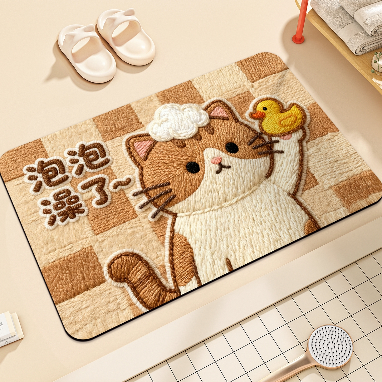 91家纺网 家纺一手货源 找家纺 卡初家居（原微来） 2025新款吸水吸油防滑硅藻泥地垫垫子-卡通系列 G-1742