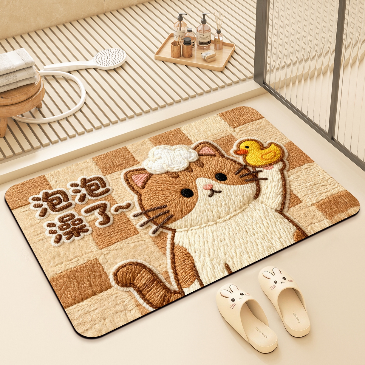 91家纺网 家纺一手货源 找家纺 卡初家居（原微来） 2025新款吸水吸油防滑硅藻泥地垫垫子-卡通系列 G-1742