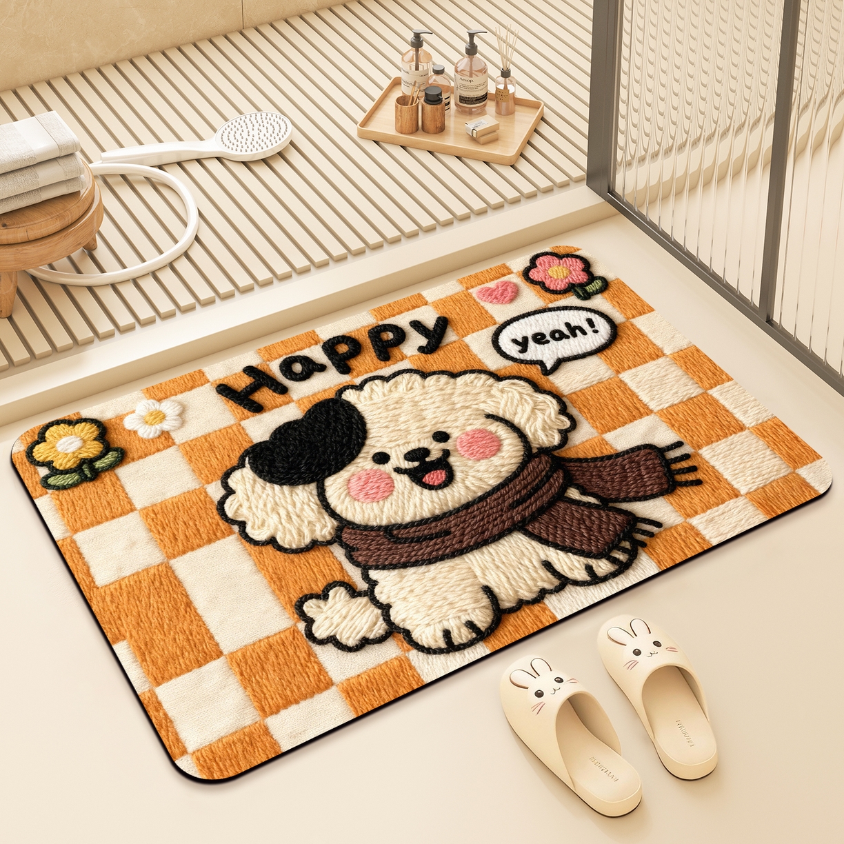 91家纺网 家纺一手货源 找家纺 卡初家居（原微来） 2025新款吸水吸油防滑硅藻泥地垫垫子-卡通系列 G-1744