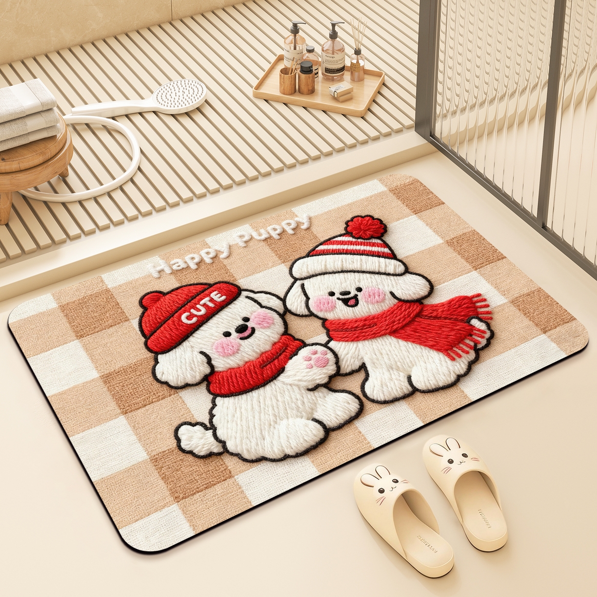 91家纺网 家纺一手货源 找家纺 卡初家居（原微来） 2025新款吸水吸油防滑硅藻泥地垫垫子-卡通系列 G-1745