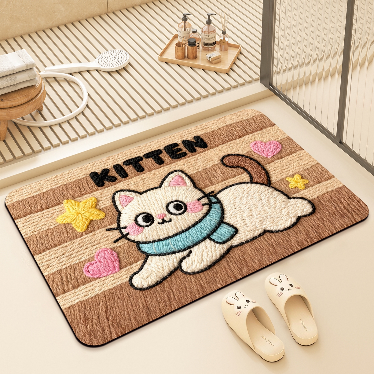 91家纺网 家纺一手货源 找家纺 卡初家居（原微来） 2025新款吸水吸油防滑硅藻泥地垫垫子-卡通系列 G-1747