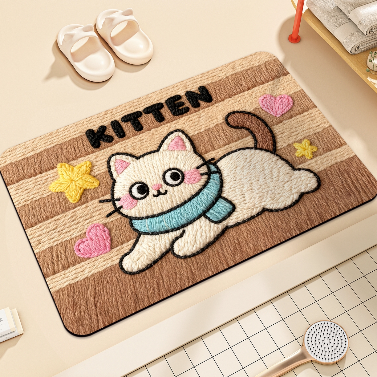 91家纺网 家纺一手货源 找家纺 卡初家居（原微来） 2025新款吸水吸油防滑硅藻泥地垫垫子-卡通系列 G-1747